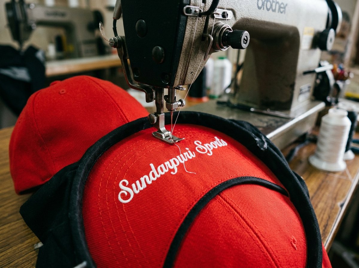Text Embroidery on Caps and Jackets
